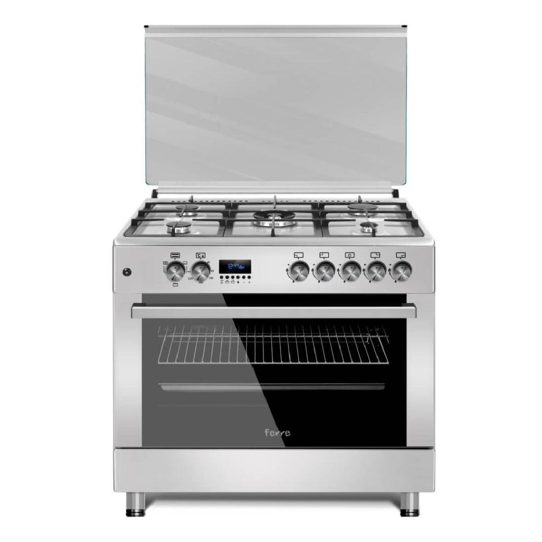 FERRE 90cm Gas/Electric Stove F9S50E3.FDIDTLC.I 5 Gas, Wok, Elec Oven, FFD, Ignition, Turbo Fan, Turnspit, Lamp, Digital